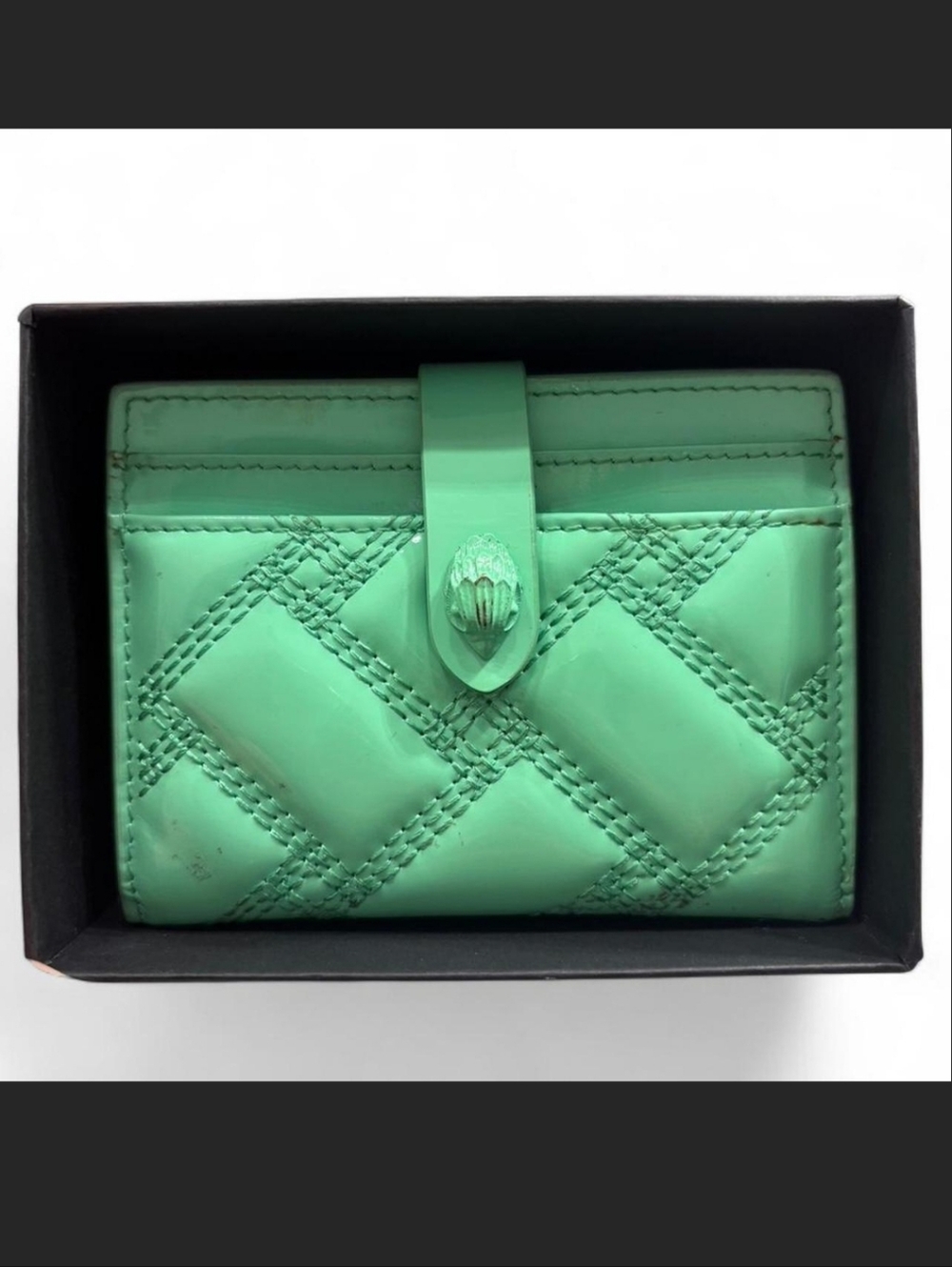 Kurt Geiger Green Quilted Leather Credit Card Wallet